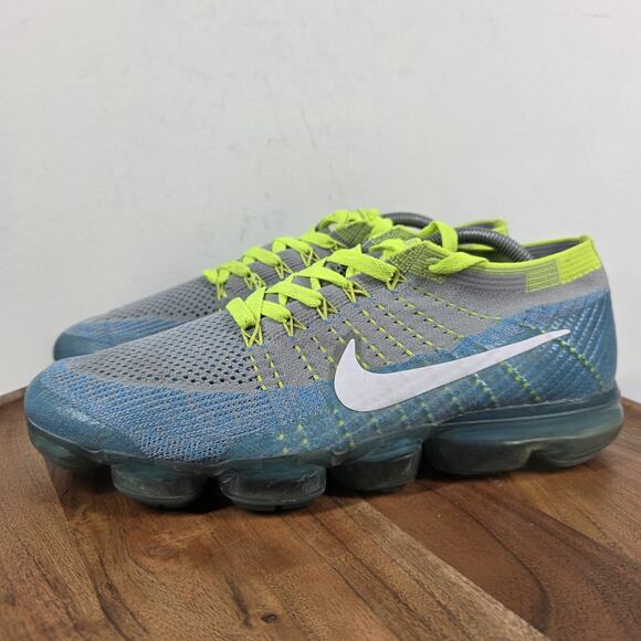 Nike Air VaporMax Flyknit Sprite Volt Mens Gray Blue Size 10 Shoes 849558-022 main image 8